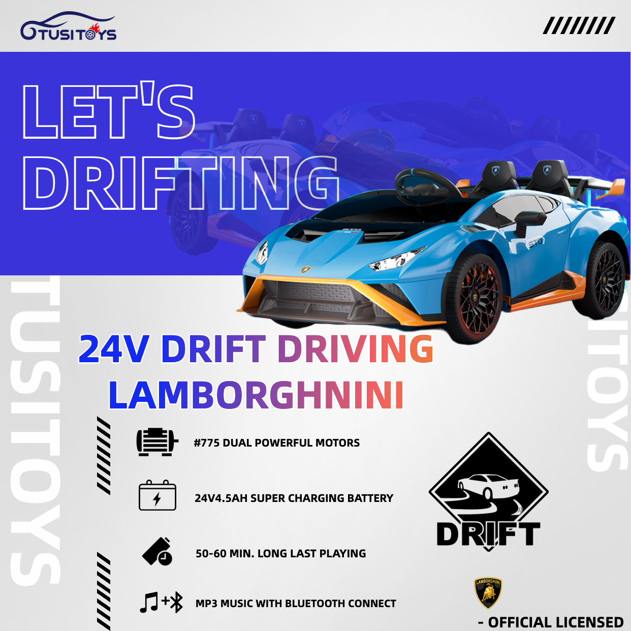 Samochód dziecięcy Lamborghini Drift 24V