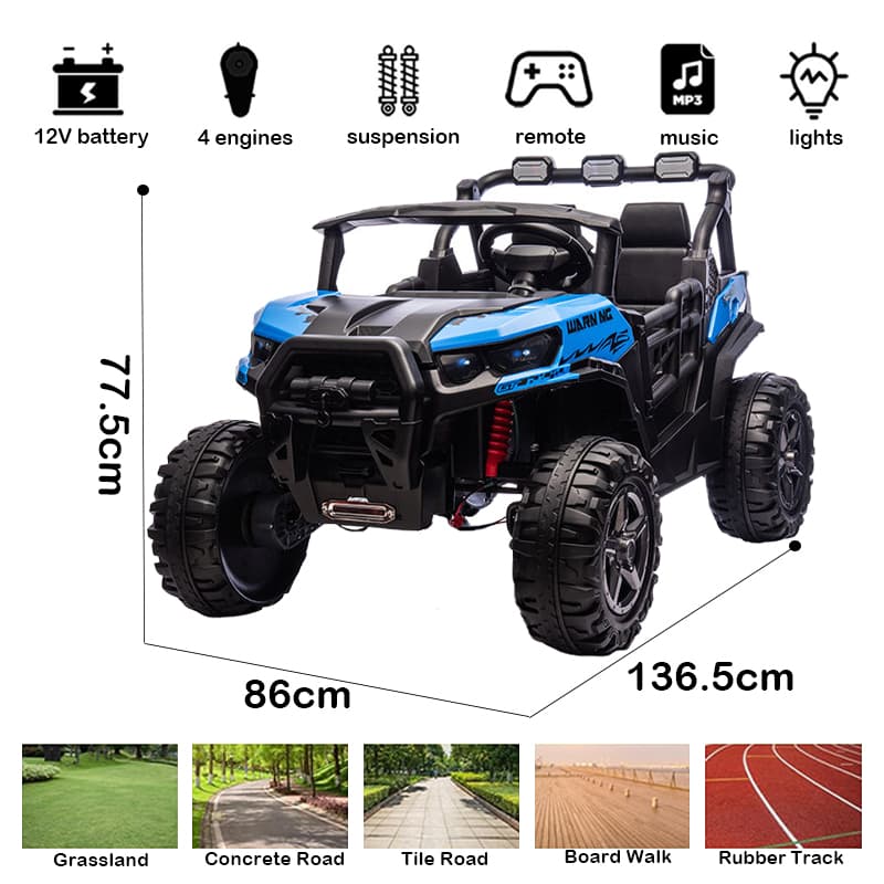12V 2-Seater Kids Electric UTV with Bluetooth Music & Parental Remote